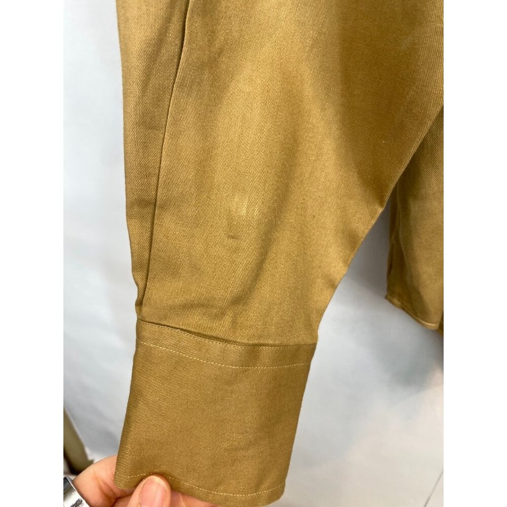 VTG Ralph Lauren Ladies Rough Wear Blouse 80s Khaki Button Front Cotton Size 6 - Picture 9 of 12
